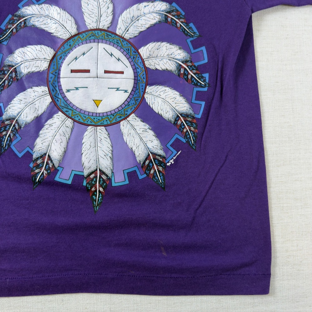 Vintage Fruit of the Loom Best T-Shirt Purple Southwestern Sun Face Graphic M - Picture 7 of 12